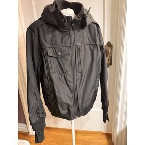 Baubax Men's Black Bomber Jacket With Hood Size M